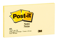 Post-it Self Stick / Sticky Notes Yellow 76x 127mm 100 Sheet Pad
